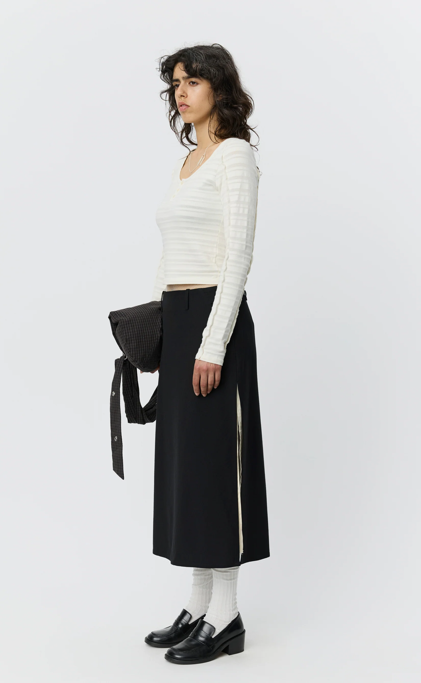 Deep Henley - Off White Stripe - Image 2