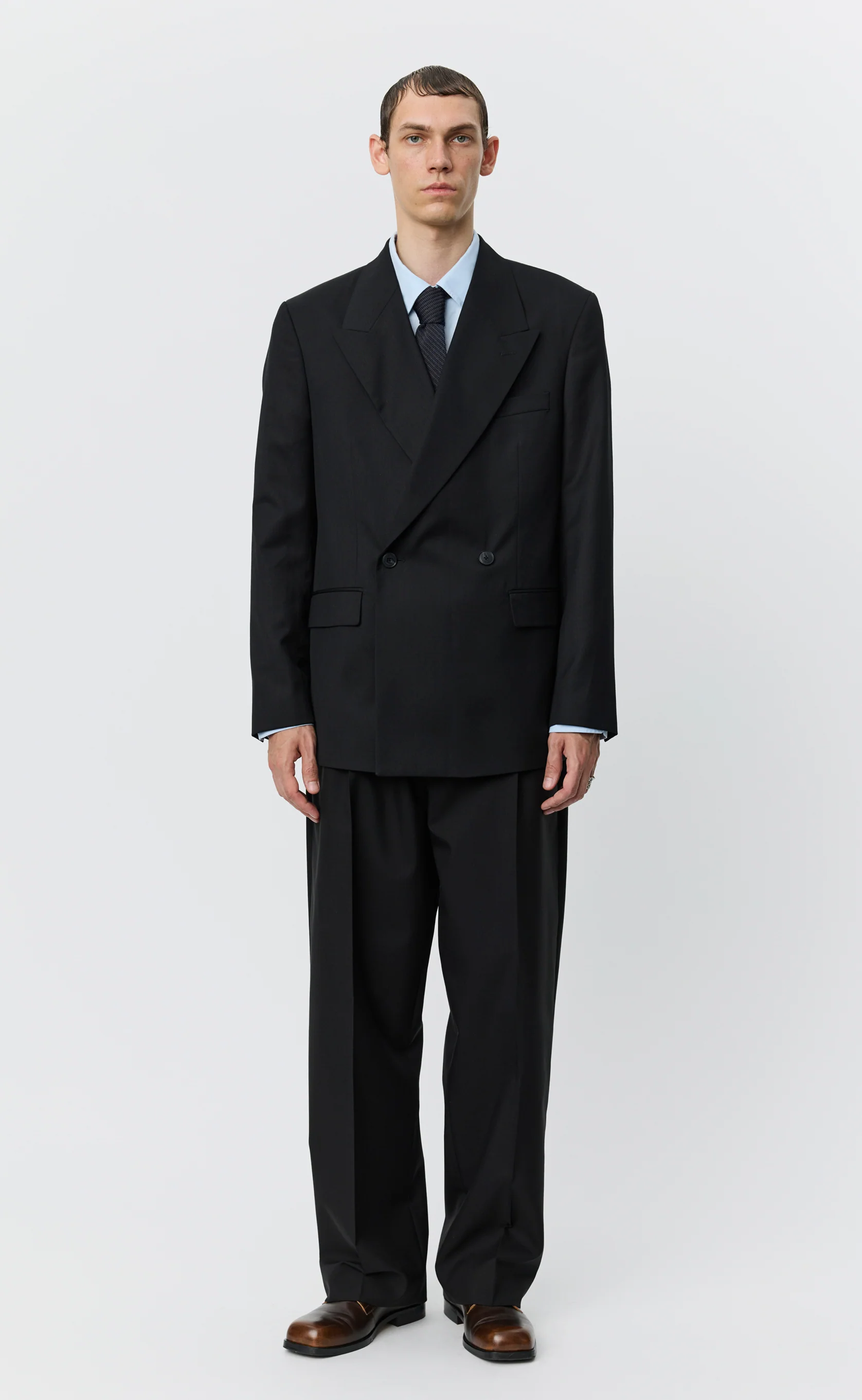 Double Breasted Blazer - Black Tropical Wool