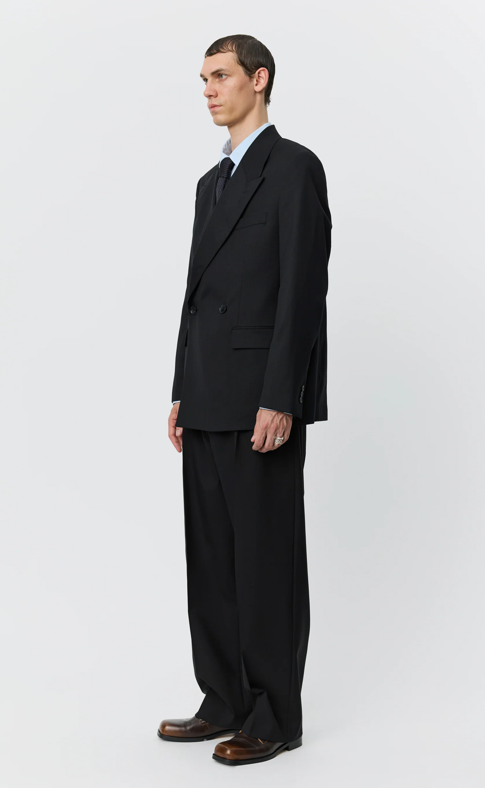 Double Breasted Blazer - Black Tropical Wool - Image 2