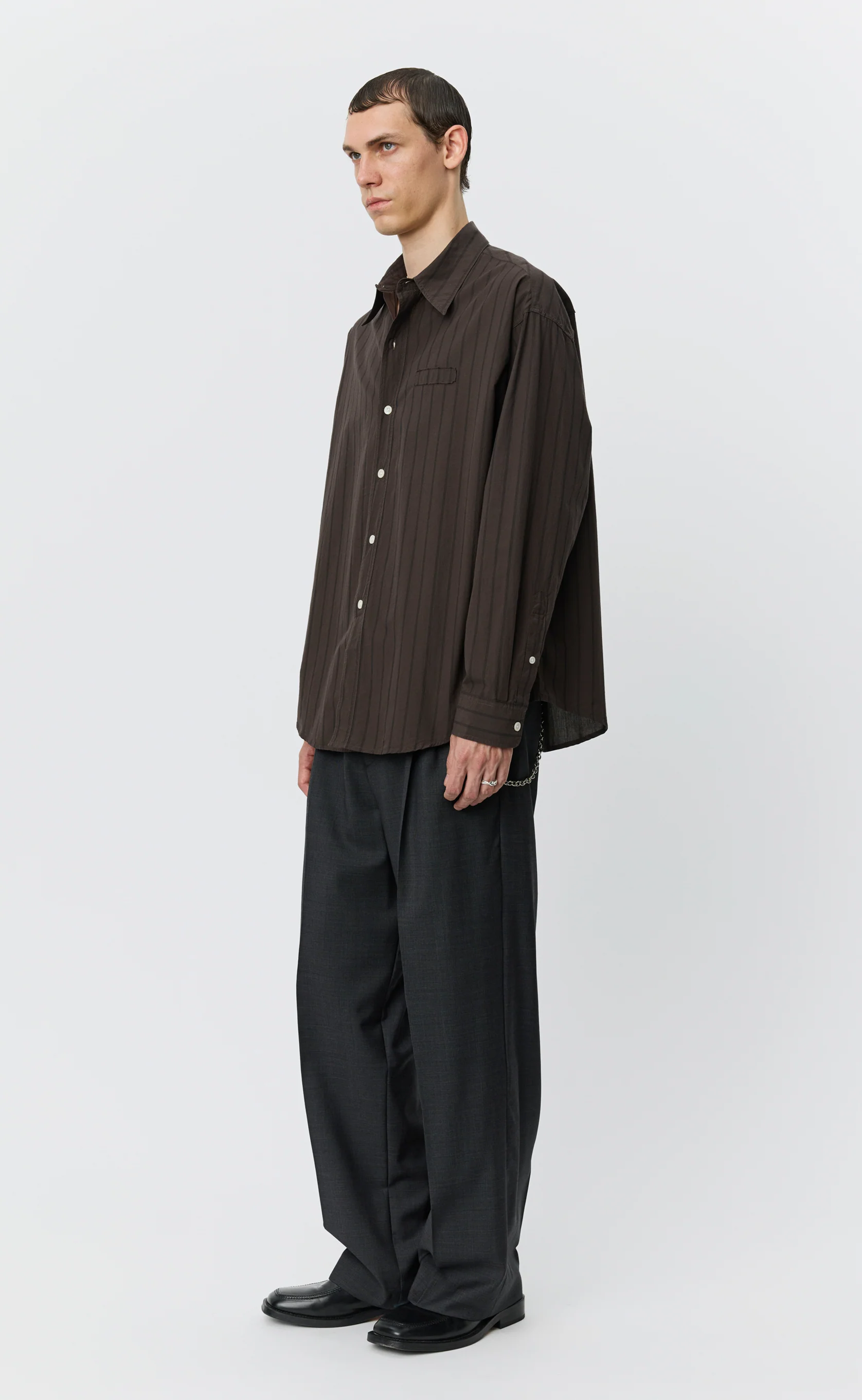 Essay Shirt - Dark Brown Triple Stripe - Image 2