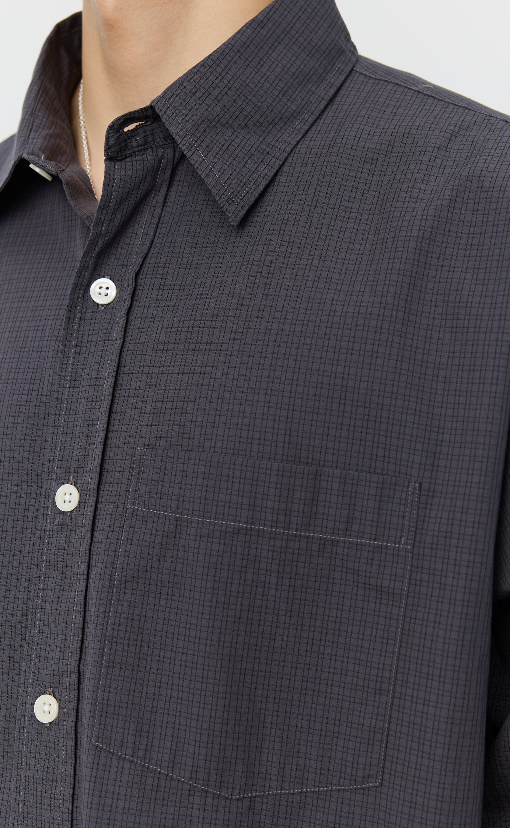 Executive Shirt - Mushroom Micro Check Poplin - Image 4