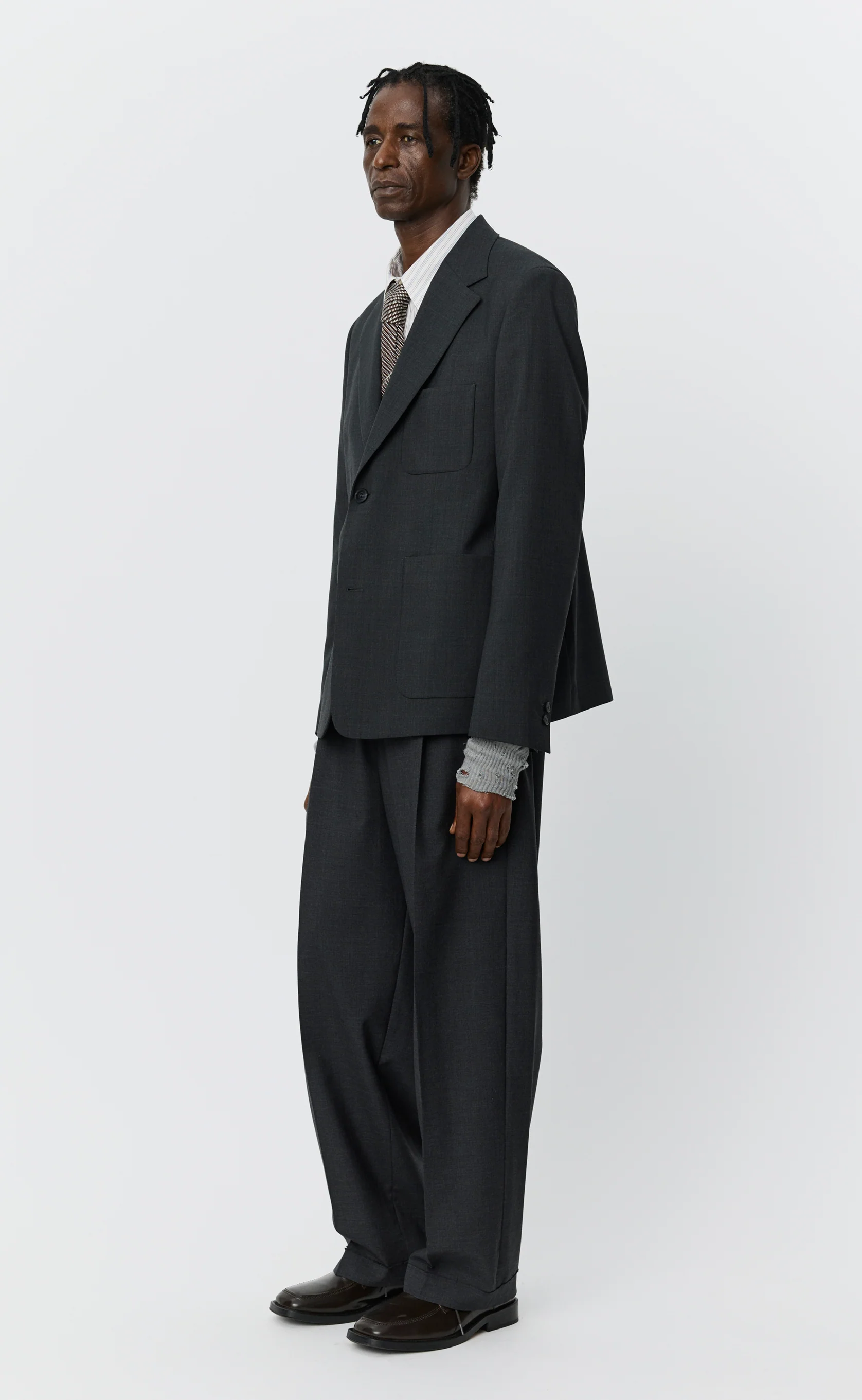 Patch Pocket Blazer - Grey Wool - Image 2