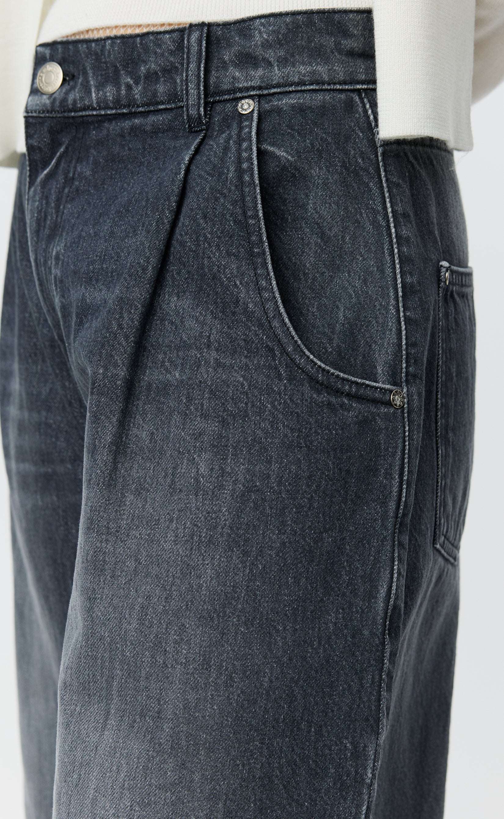 Rivet Shorts - Stonewashed Grey - Image 4
