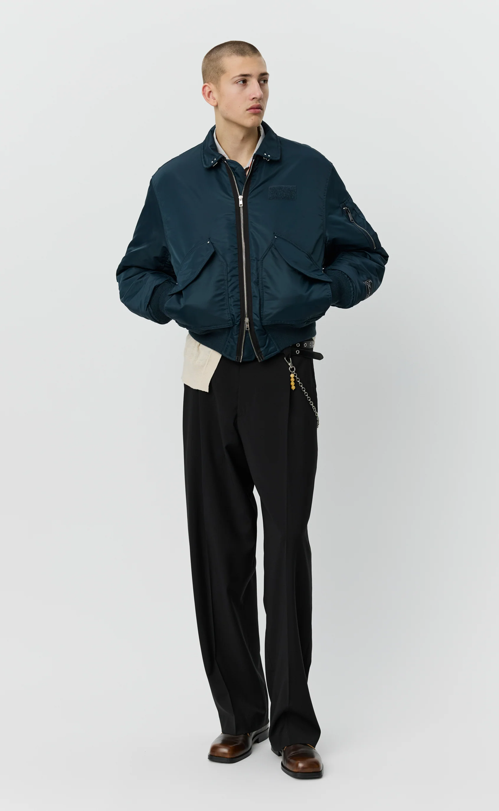 Schott CWU Bomber - Navy Recycled Nylon - Image 3
