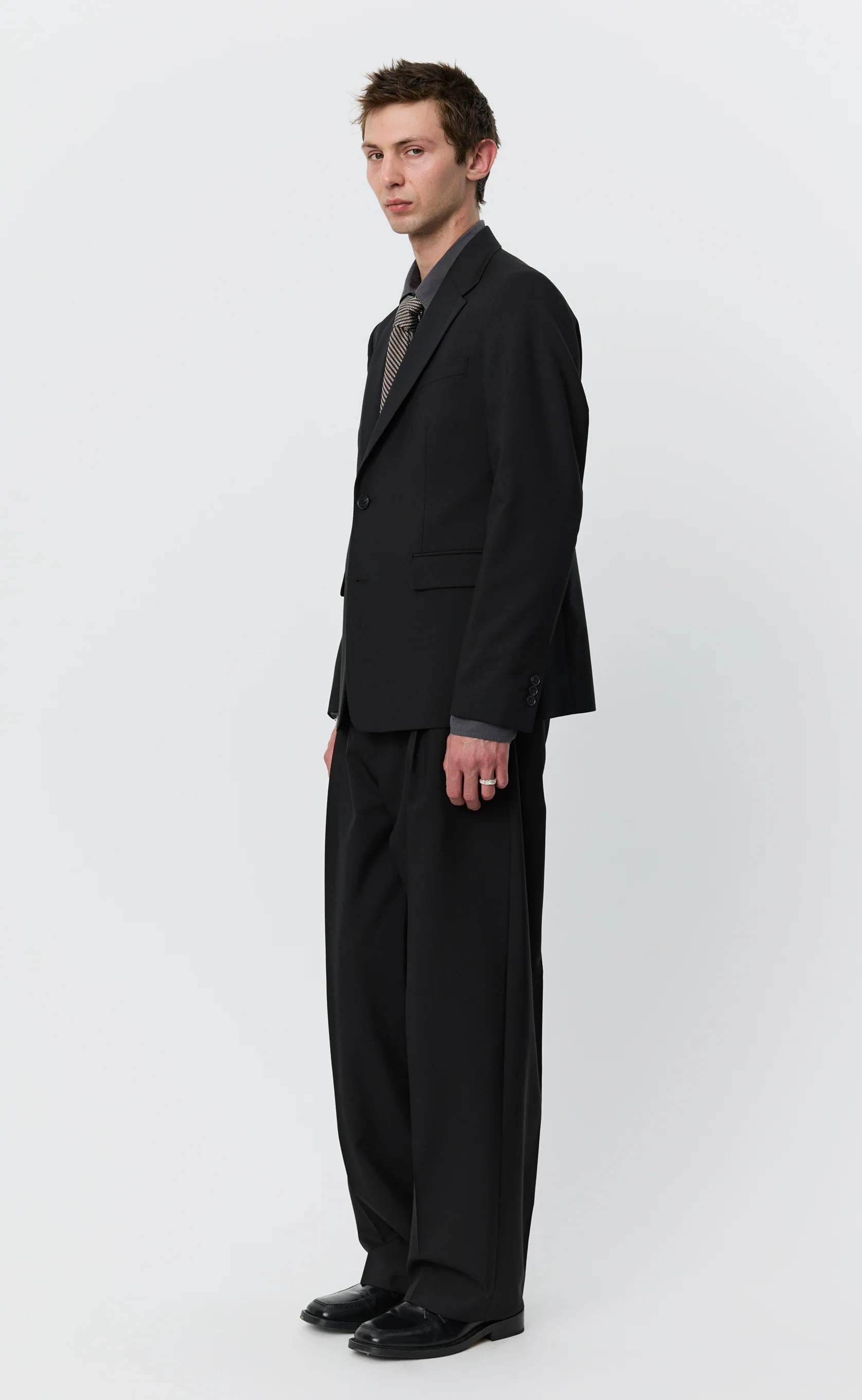 Single Breasted Blazer - Black Tropical Wool - Image 2