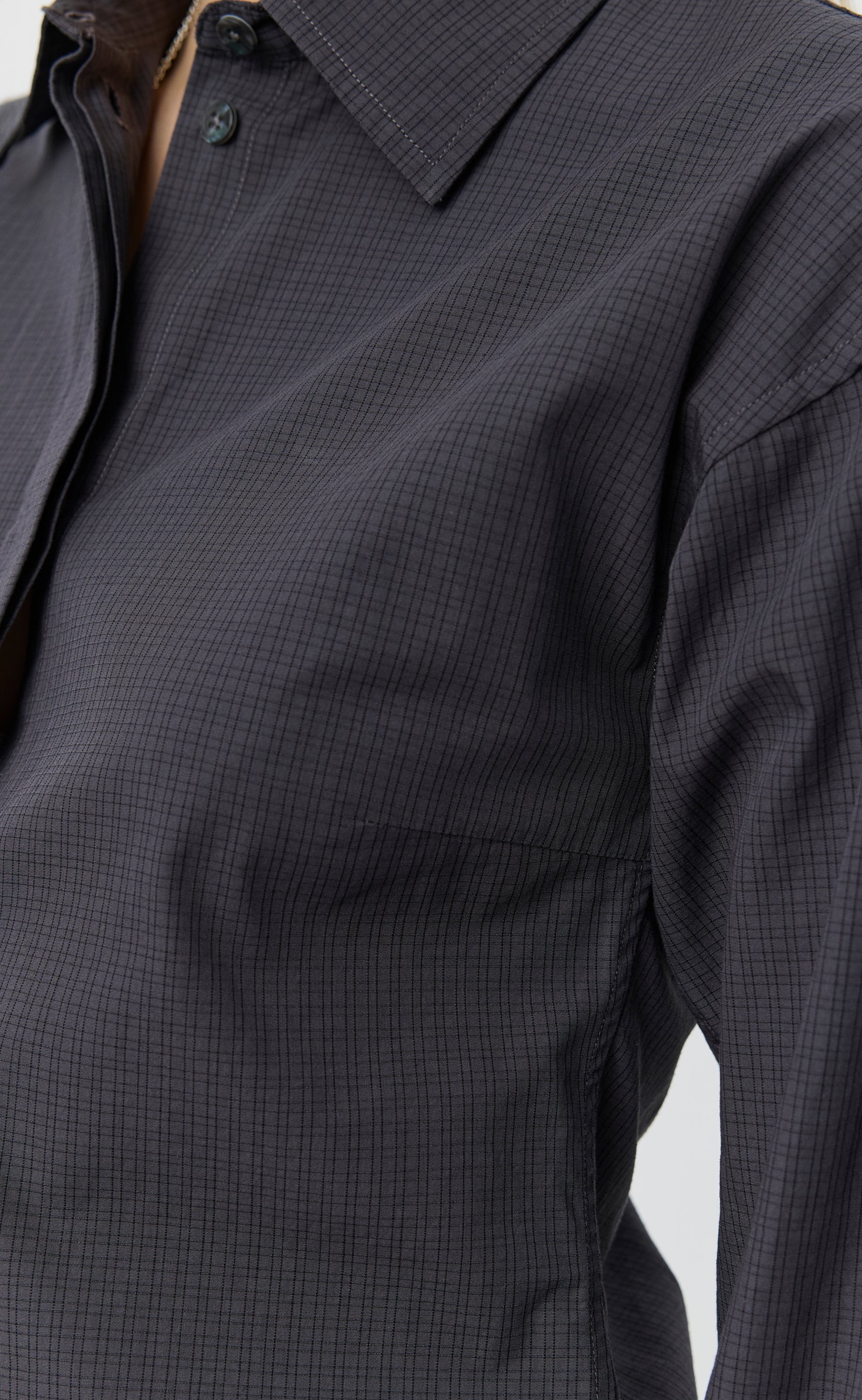 Software Shirt - Mushroom Micro Check Poplin - Image 5