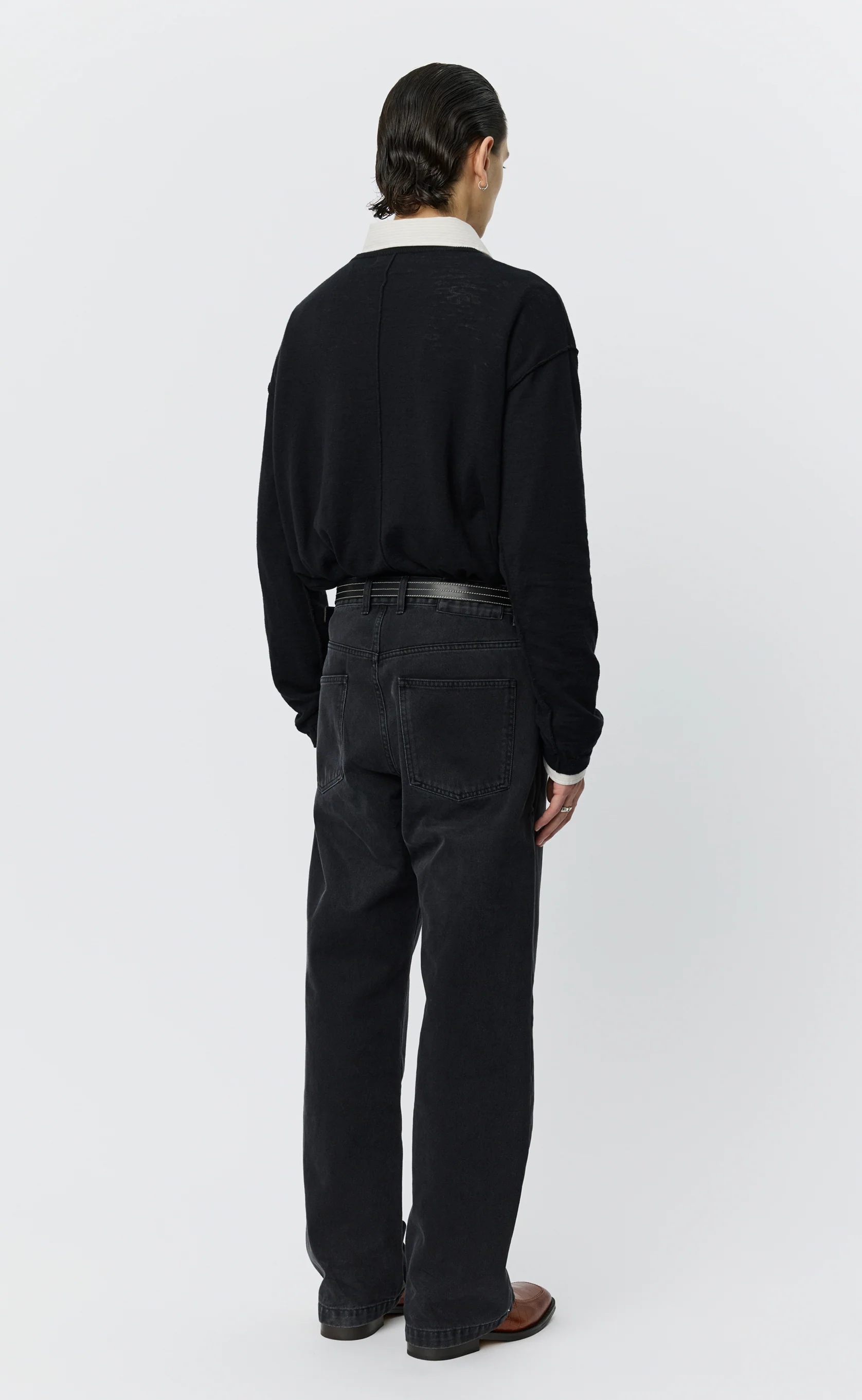 Straight Cut Jeans - Faded Black - Image 3