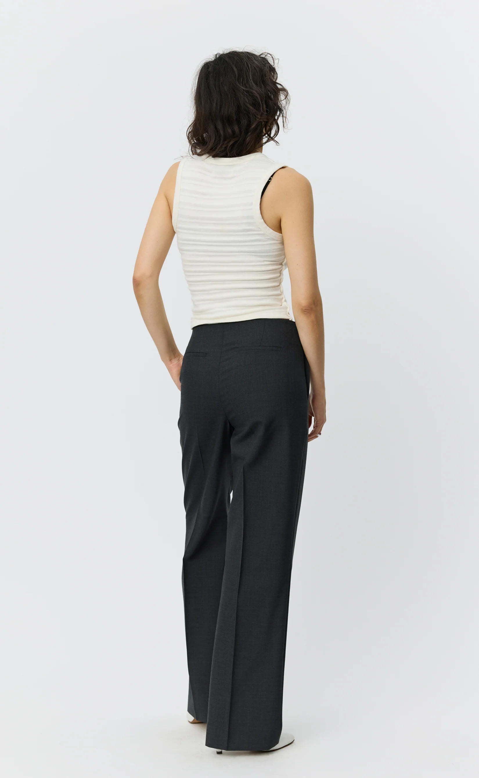 V-Neck Tank Top - Off White Stripe - Image 2
